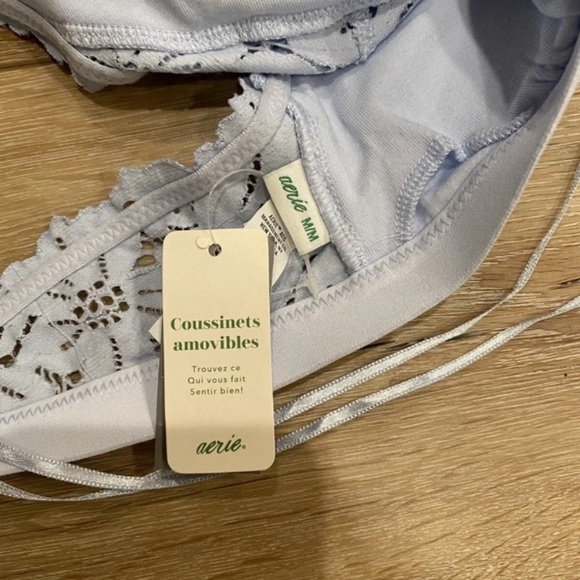 Aerie Palm Lace Removable Pads Mesh Sexy Bralette Light Blue Size M $40 NWT. - Picture 2 of 3